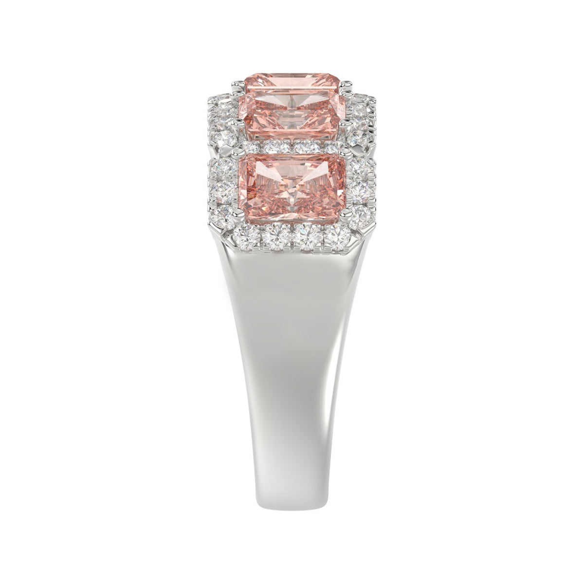 ETERNAL BLUSH COLLECTION 14K WHITE GOLD 3.00CT ROUND/PINK RADIANT DIAMOND LADIES RING