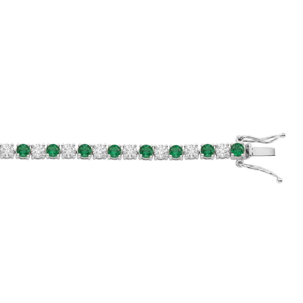 14K WHITE GOLD 5 3/8CT ROUND/EMERALD ROUND  DIAMOND LADIES BRACELET (ROUND EMERALD 3CT)