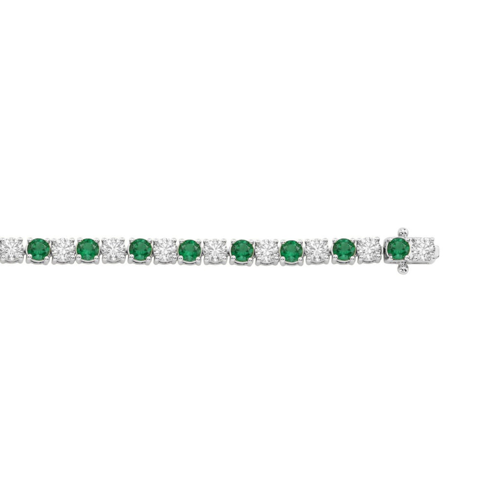 14K WHITE GOLD 5 3/8CT ROUND/EMERALD ROUND  DIAMOND LADIES BRACELET (ROUND EMERALD 3CT)