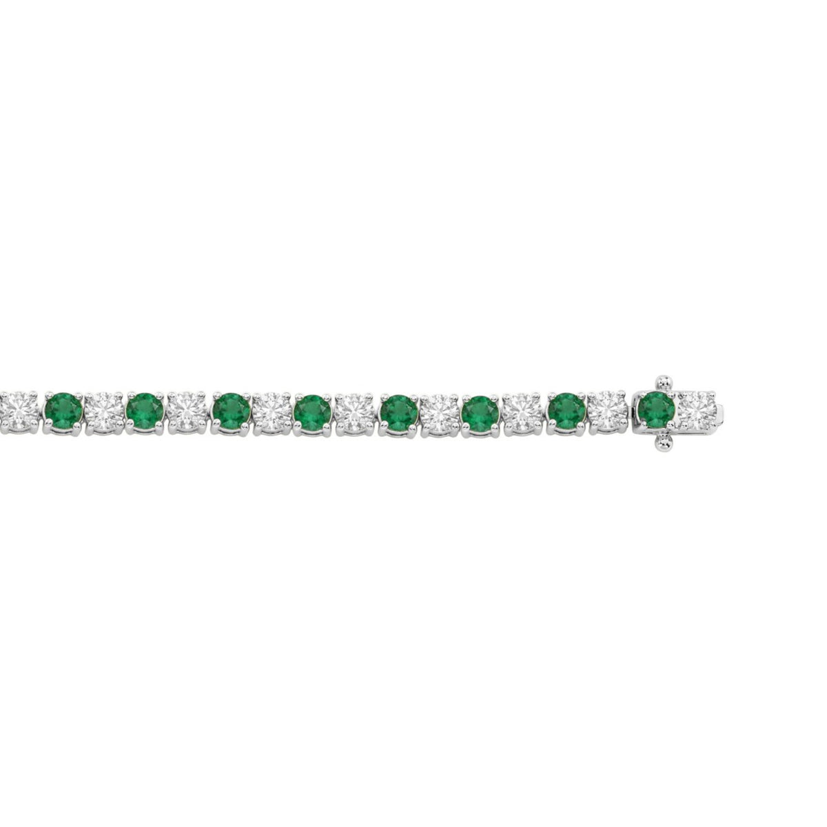14K WHITE GOLD 5 3/8CT ROUND/EMERALD ROUND  DIAMOND LADIES BRACELET (ROUND EMERALD 3CT)