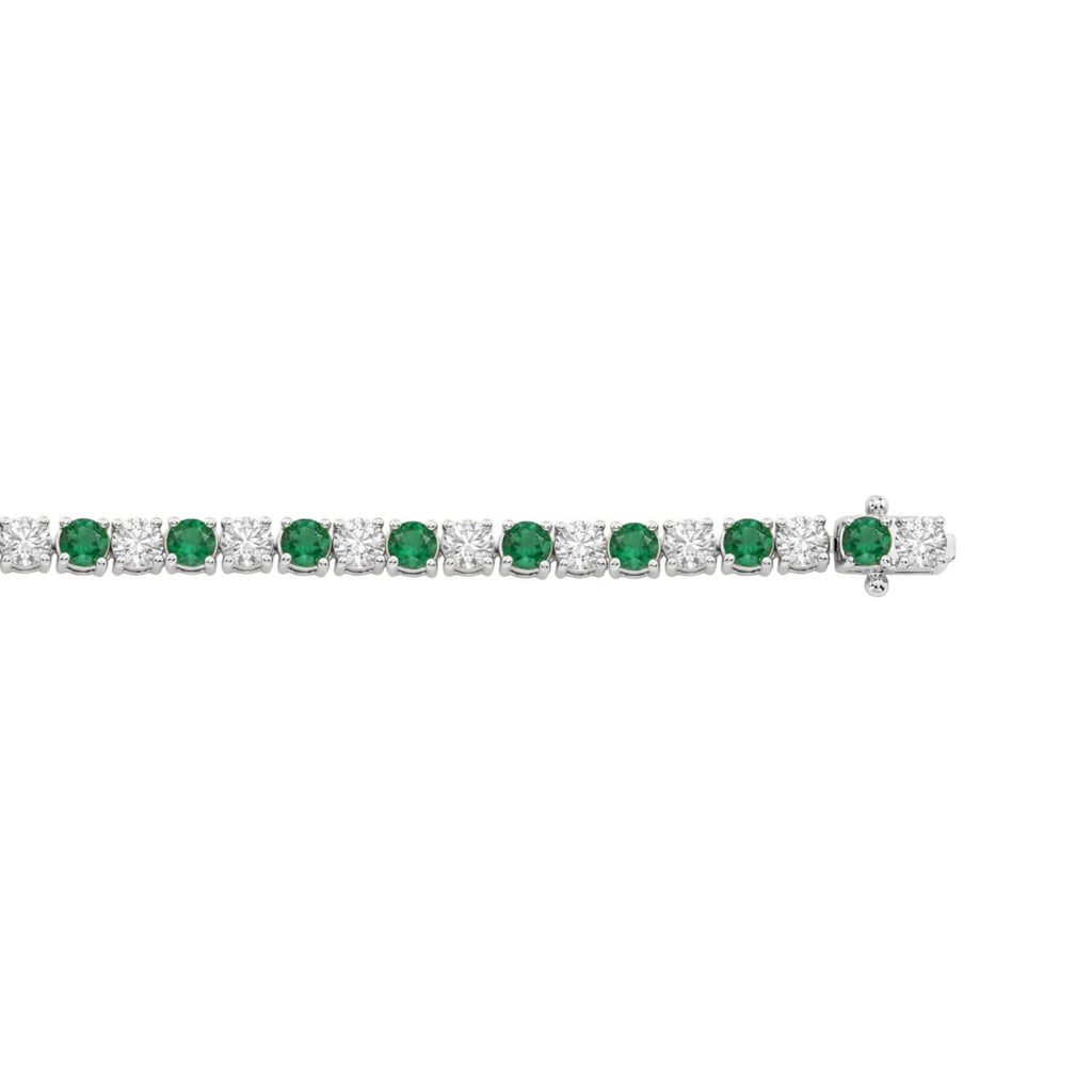 14K WHITE GOLD 5 3/8CT ROUND/EMERALD ROUND  DIAMOND LADIES BRACELET (ROUND EMERALD 3CT)