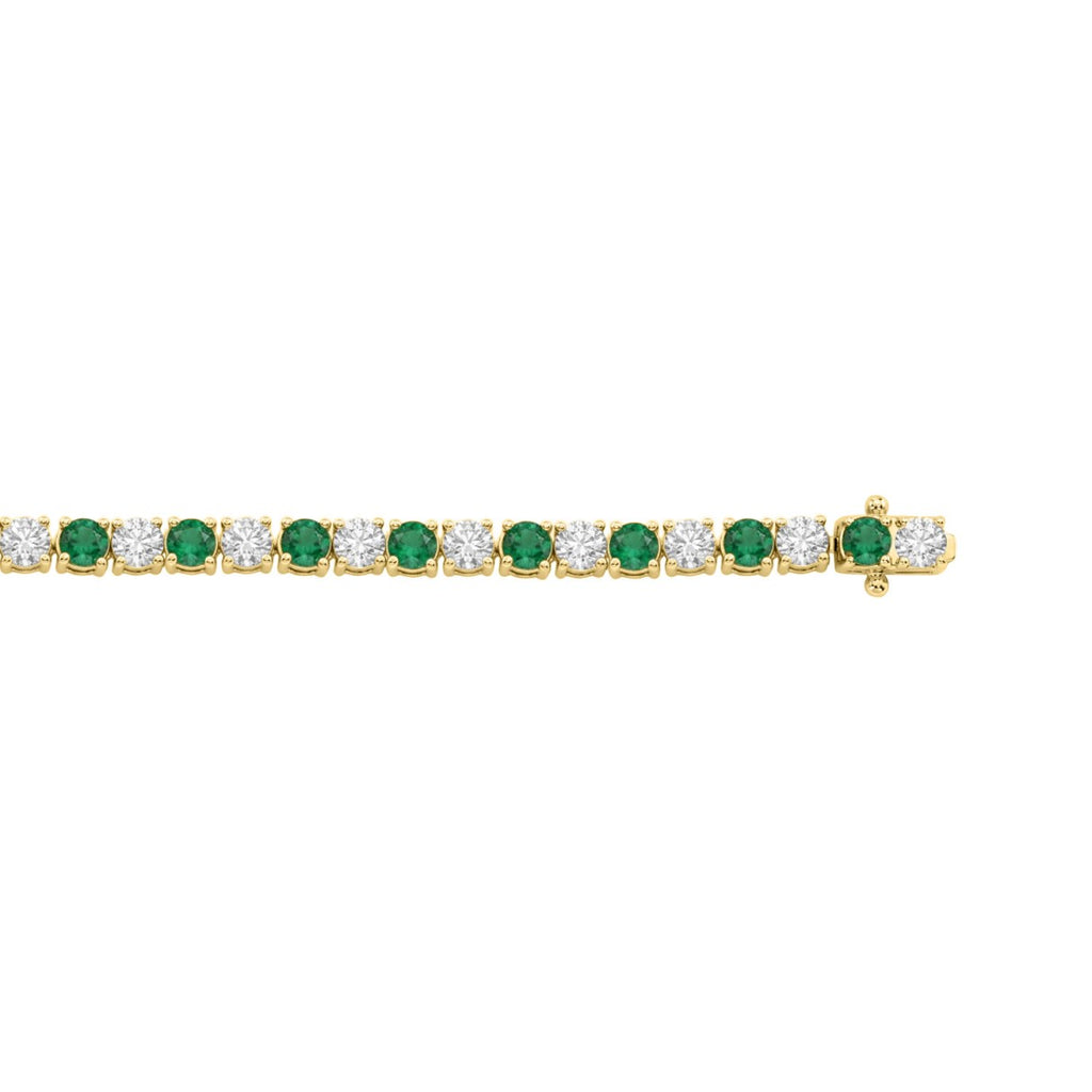 14K YELLOW GOLD 5 3/8CT ROUND/EMERALD ROUND  DIAMOND LADIES BRACELET (ROUND EMERALD 3CT)