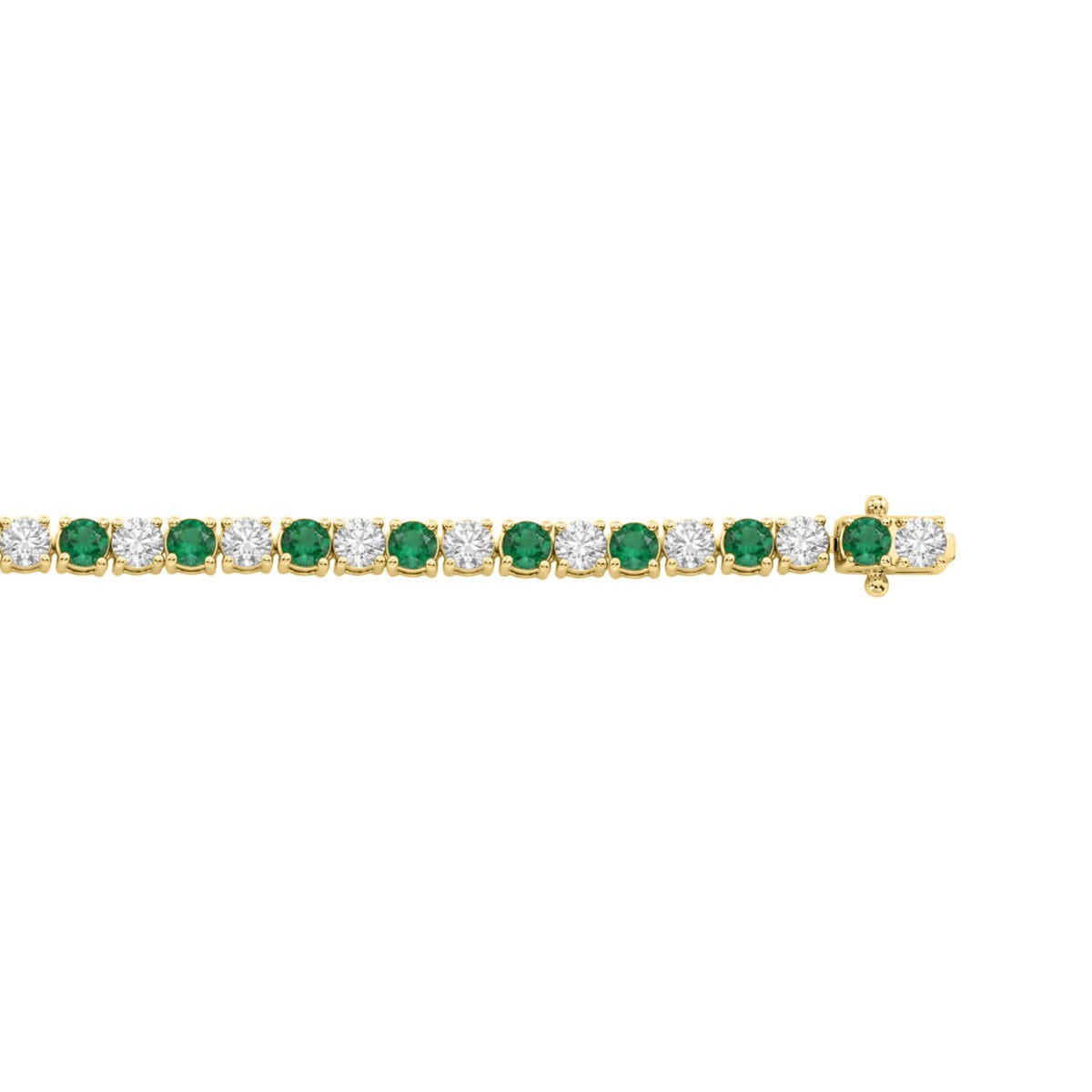 14K YELLOW GOLD 5 3/8CT ROUND/EMERALD ROUND  DIAMOND LADIES BRACELET (ROUND EMERALD 3CT)