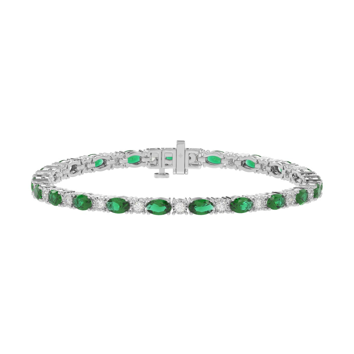 14K WHITE GOLD 6 7/8CT ROUND/EMERALD OVAL DIAMOND LADIES BRACELET (EMERALD OVAL 6 1/6CT)