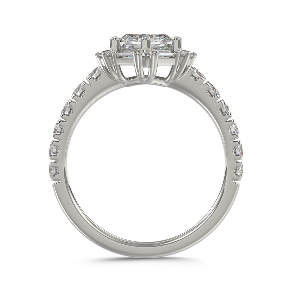 14K WHITE GOLD 1 3/4CT ROUND/BAGUETTE/HEXAGON STEP CUT DIAMOND LADIES RING
