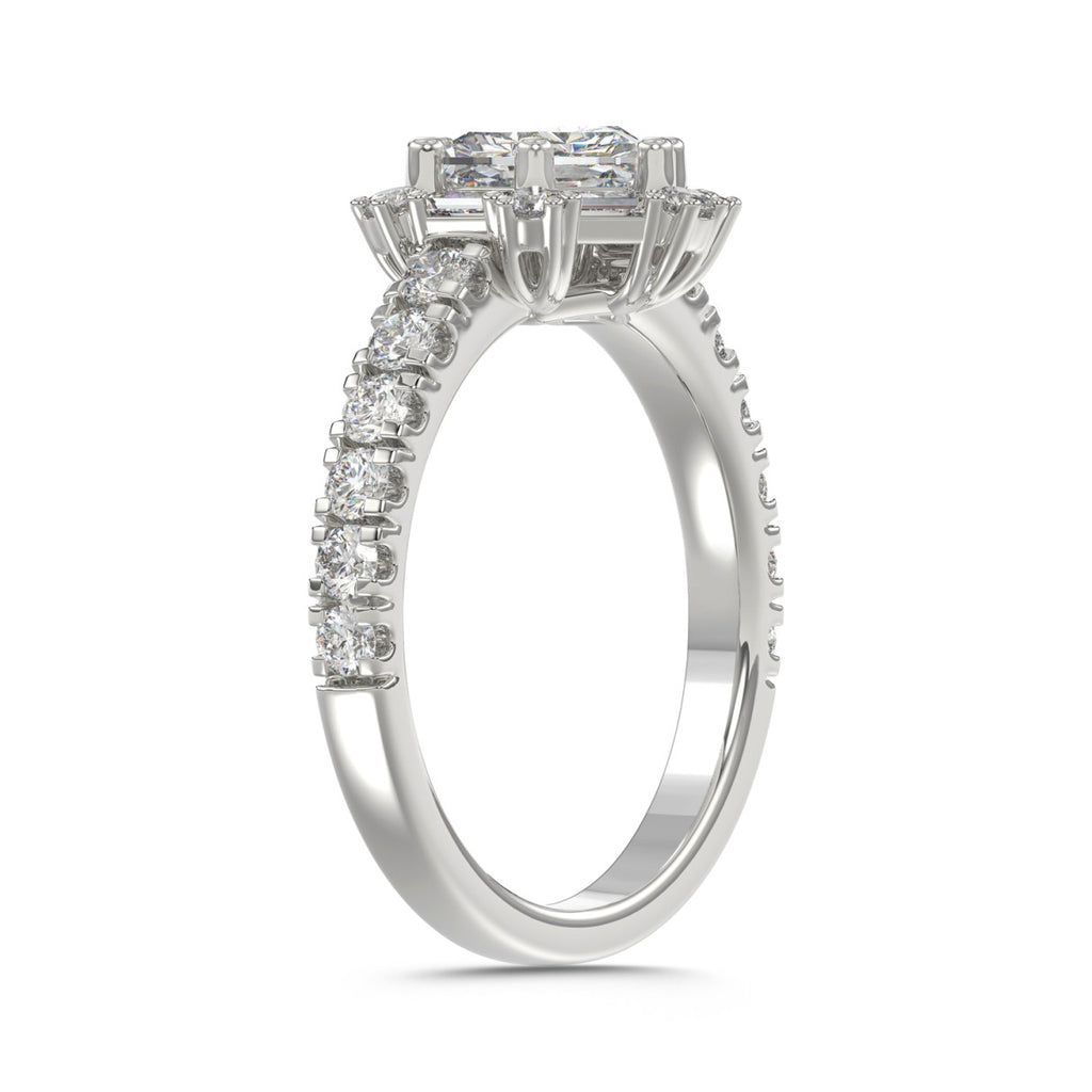 14K WHITE GOLD 1 3/4CT ROUND/BAGUETTE/HEXAGON STEP CUT DIAMOND LADIES RING
