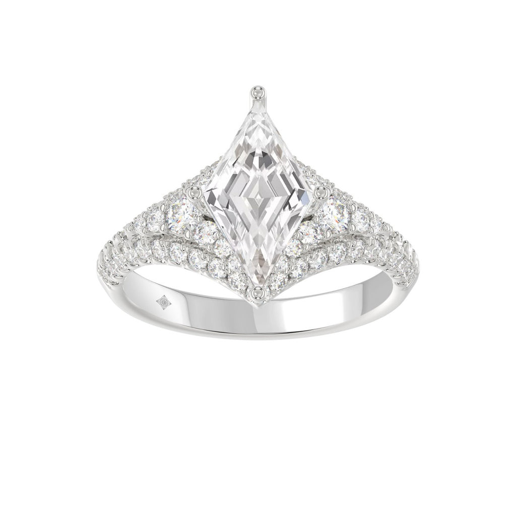 14K WHITE GOLD 2 3/4CT ROUND/LOZENGE DIAMOND LADIES RING