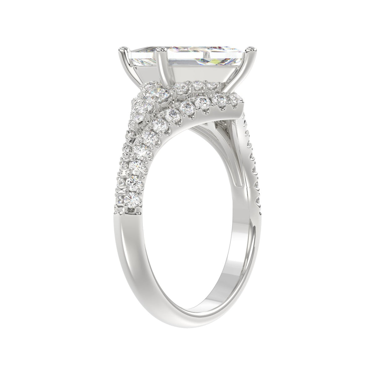 14K WHITE GOLD 2 3/4CT ROUND/LOZENGE DIAMOND LADIES RING