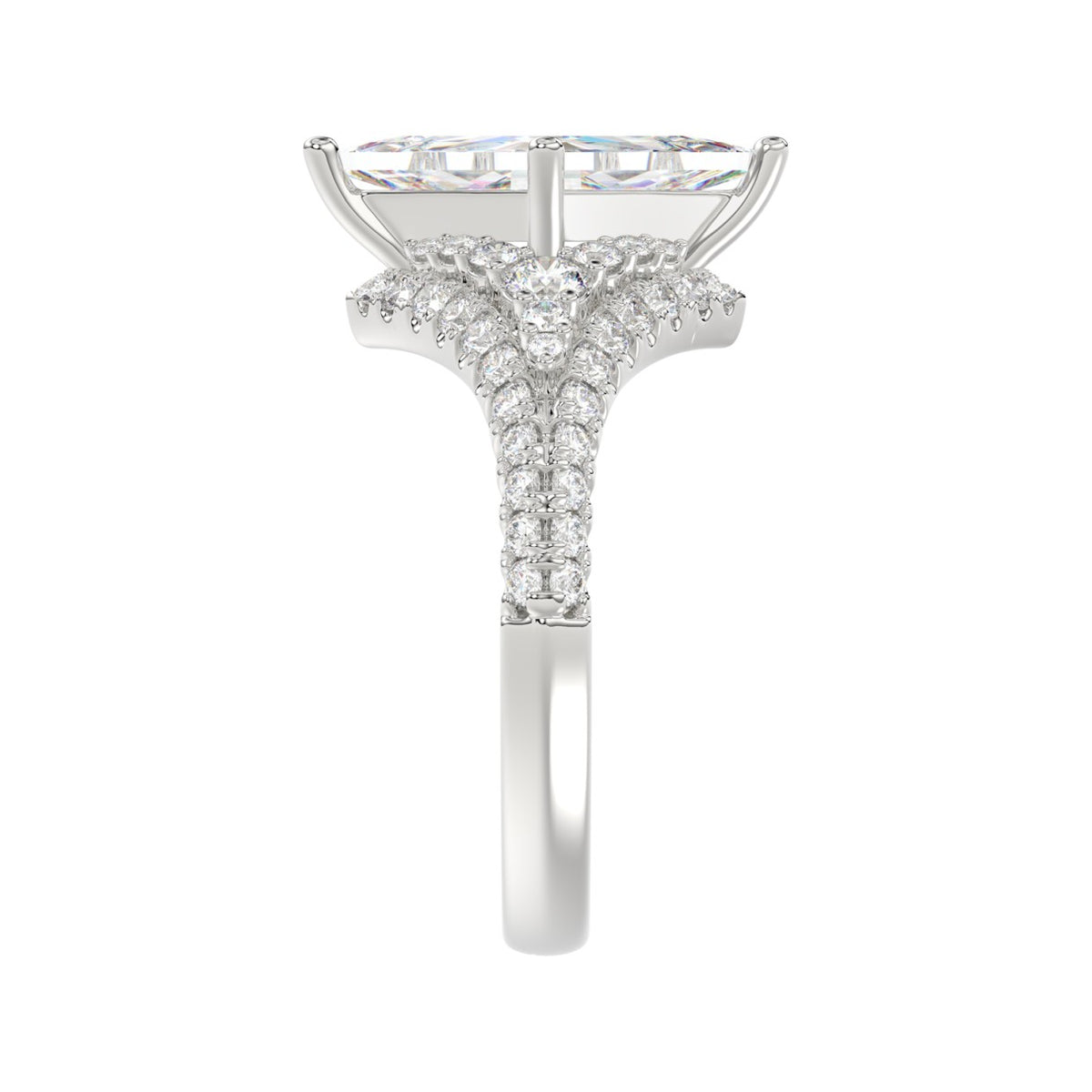 14K WHITE GOLD 2 3/4CT ROUND/LOZENGE DIAMOND LADIES RING