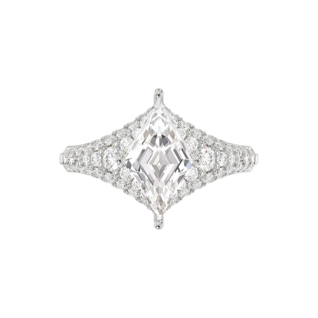 14K WHITE GOLD 2 3/4CT ROUND/LOZENGE DIAMOND LADIES RING