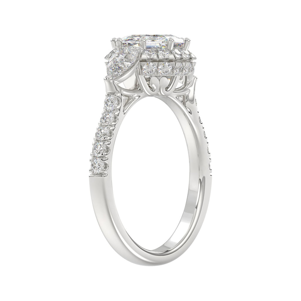 14K WHITE GOLD 2.00CT ROUND/PEAR/OCTAGON STEP CUT DIAMOND LADIES RING