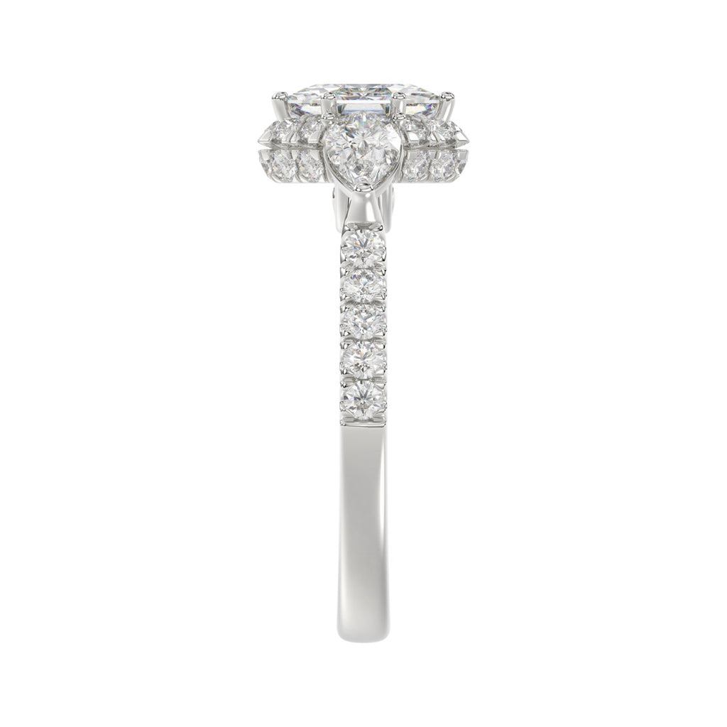 14K WHITE GOLD 2.00CT ROUND/PEAR/OCTAGON STEP CUT DIAMOND LADIES RING