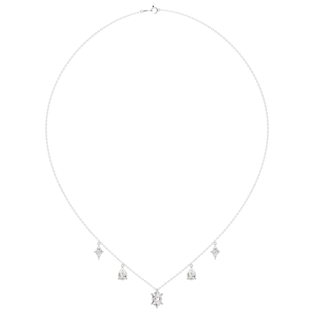 14K WHITE GOLD 3 1/2CT PEAR/HEXAGON/LOZENGE DIAMOND LADIES NECKLACE
