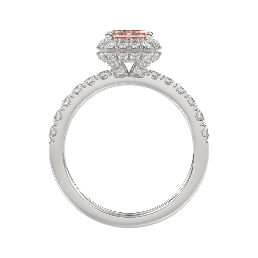 ETERNAL BLUSH COLLECTION 14K WHITE GOLD 4.00CT ROUND/EMERALD DIAMOND LADIES RING (CENTER STONE PINK EMERALD DIAMOND 3CT)