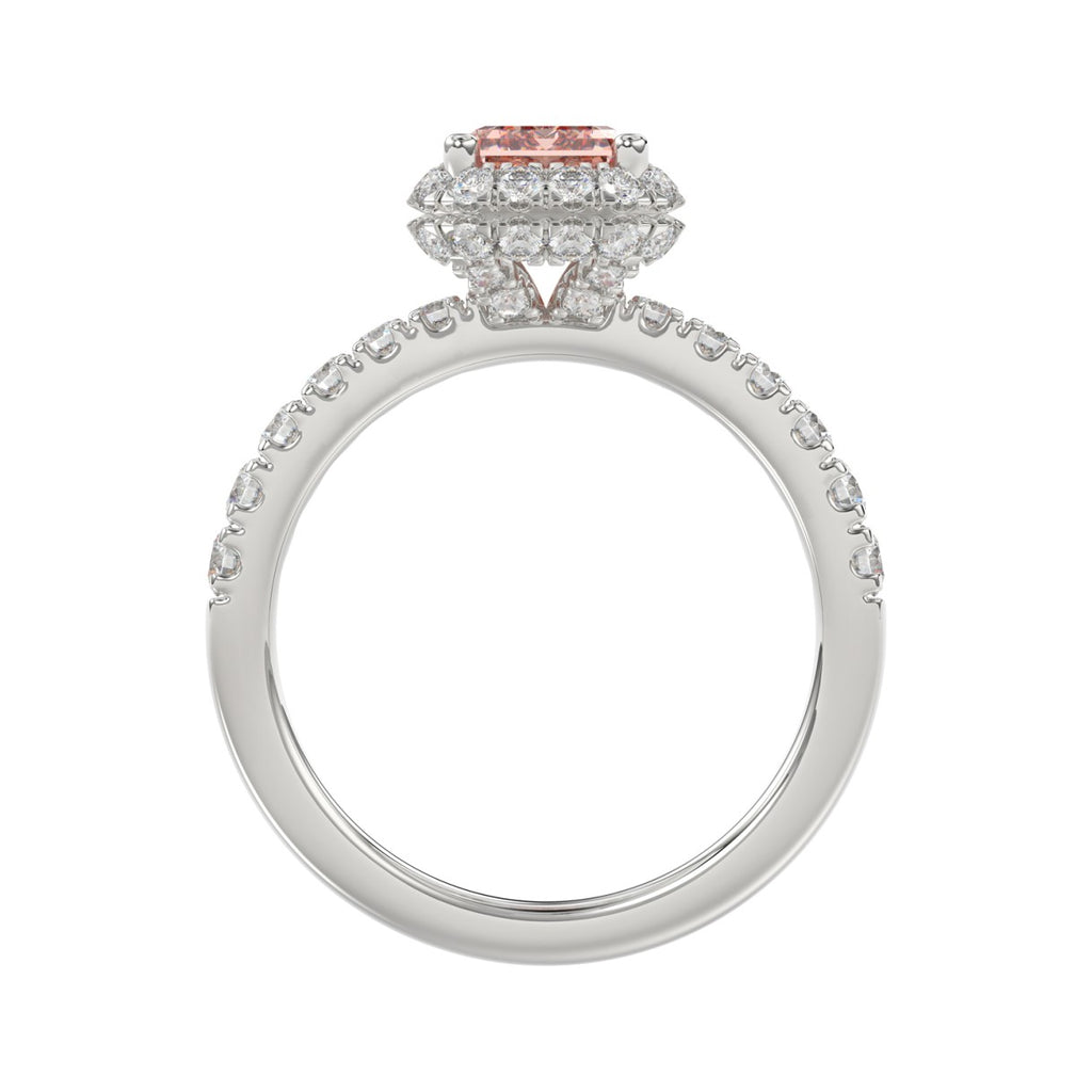 ETERNAL BLUSH COLLECTION 14K WHITE GOLD 4.00CT ROUND/EMERALD DIAMOND LADIES RING (CENTER STONE PINK EMERALD DIAMOND 3CT)