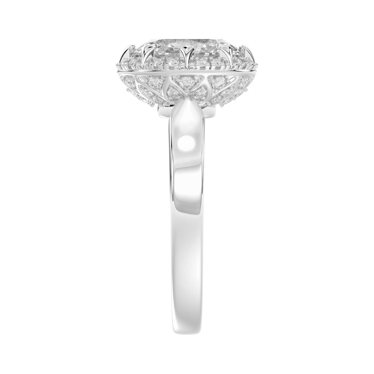 14K WHITE GOLD 2 1/4CT ROUND/OVAL DIAMOND LADIES RING