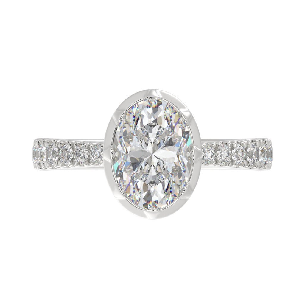 14K WHITE GOLD 2 1/2CT ROUND/OVAL DIAMOND LADIES RING (CENTER STONE OVAL DIAMOND 2CT)
