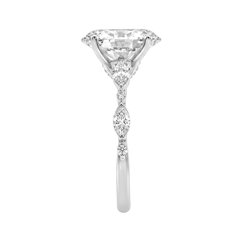 14K WHITE GOLD 4.00CT ROUND/OVAL/MARQUISE DIAMOND LADIES RING (CENTER STONE OVAL DIAMOND 3 1/2CT)