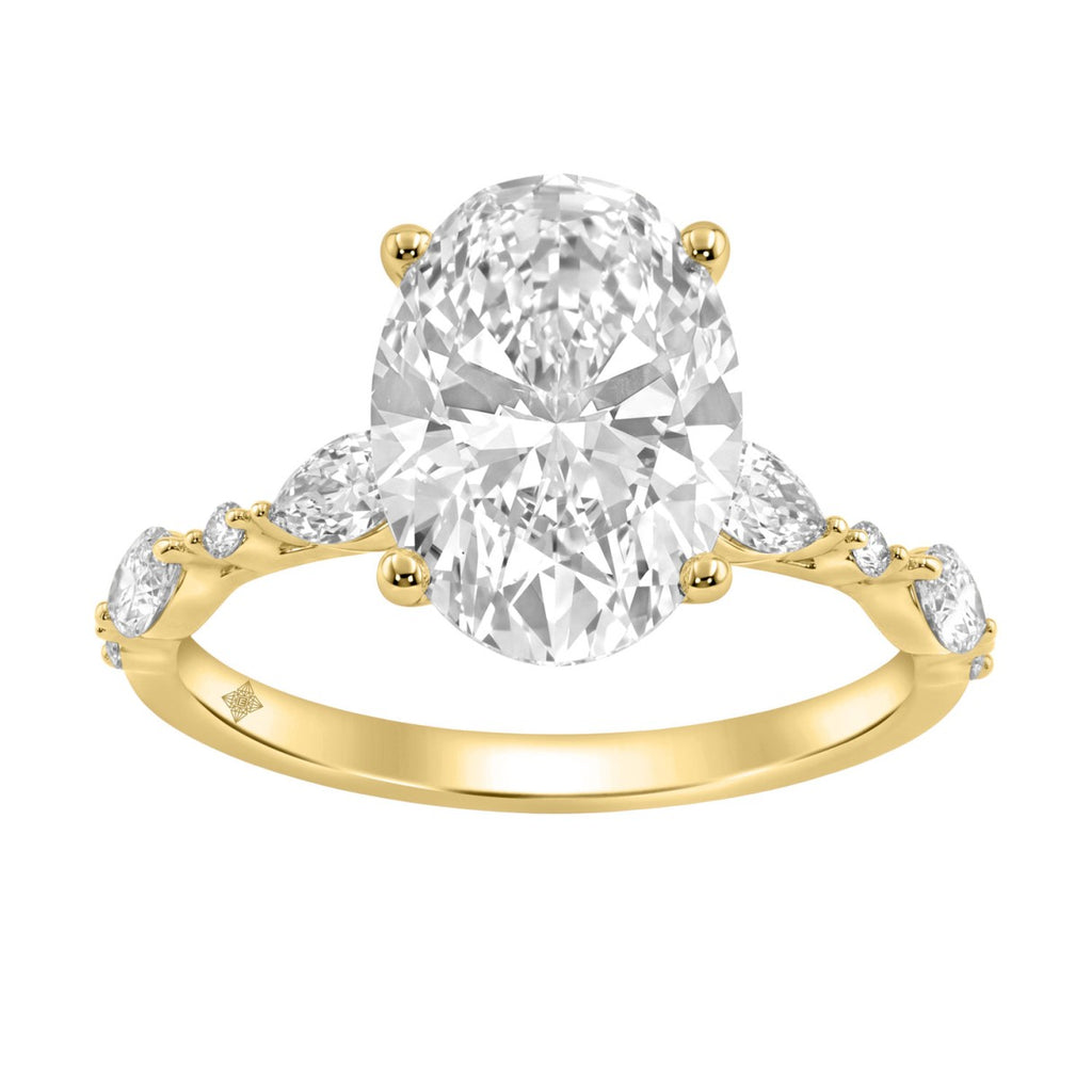 14K YELLOW GOLD 4.00CT ROUND/OVAL/MARQUISE DIAMOND LADIES RING
