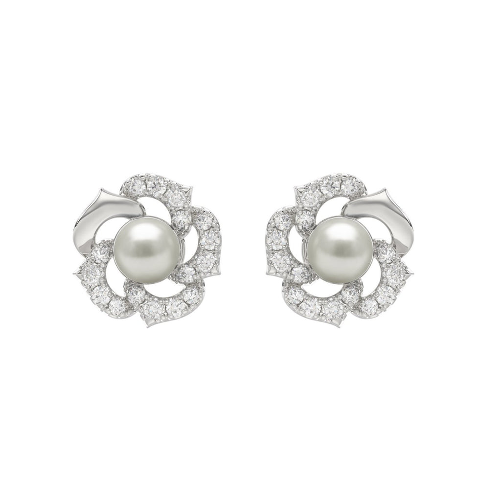 10K White Gold 1/4Ct Round Diamond & Pearl Drop Earrings For Women Classic Luxury Jewelry (Color F-G -Clarity Vs1/Vs2)
