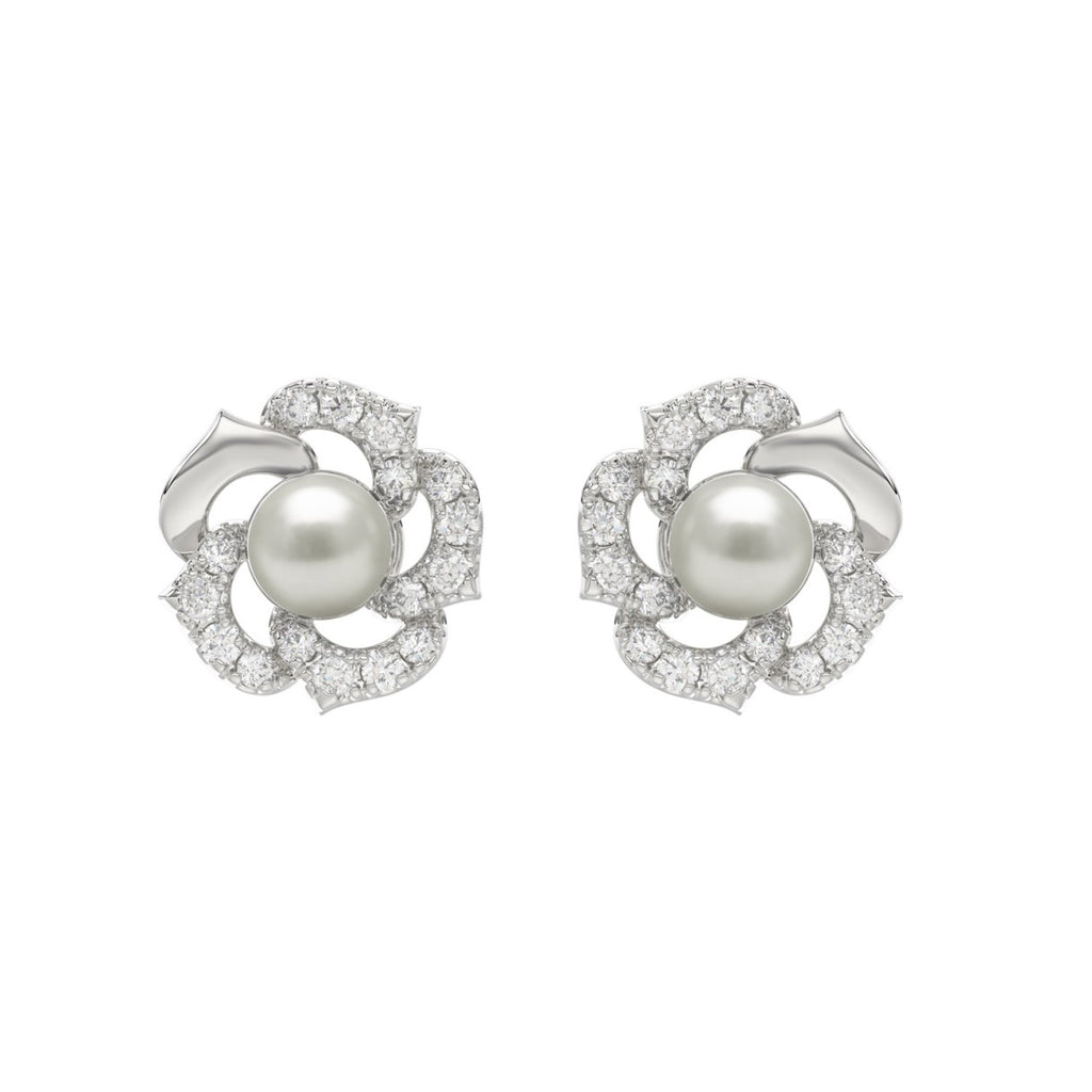 10K White Gold 1/4Ct Round Diamond & Pearl Drop Earrings For Women Classic Luxury Jewelry (Color F-G -Clarity Vs1/Vs2)
