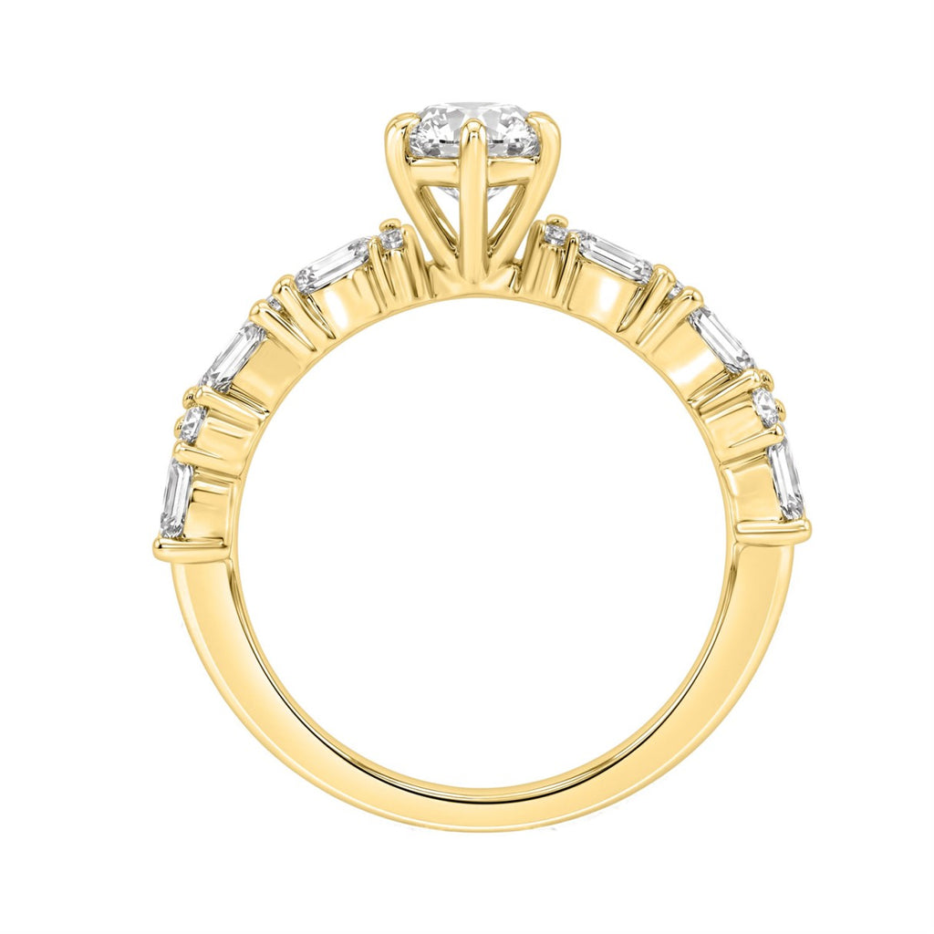 14K YELLOW GOLD 2 3/4CT ROUND/MARQUISE DIAMOND LADIES RING (CENTER STONE MARQUISE DIAMOND 2CT)