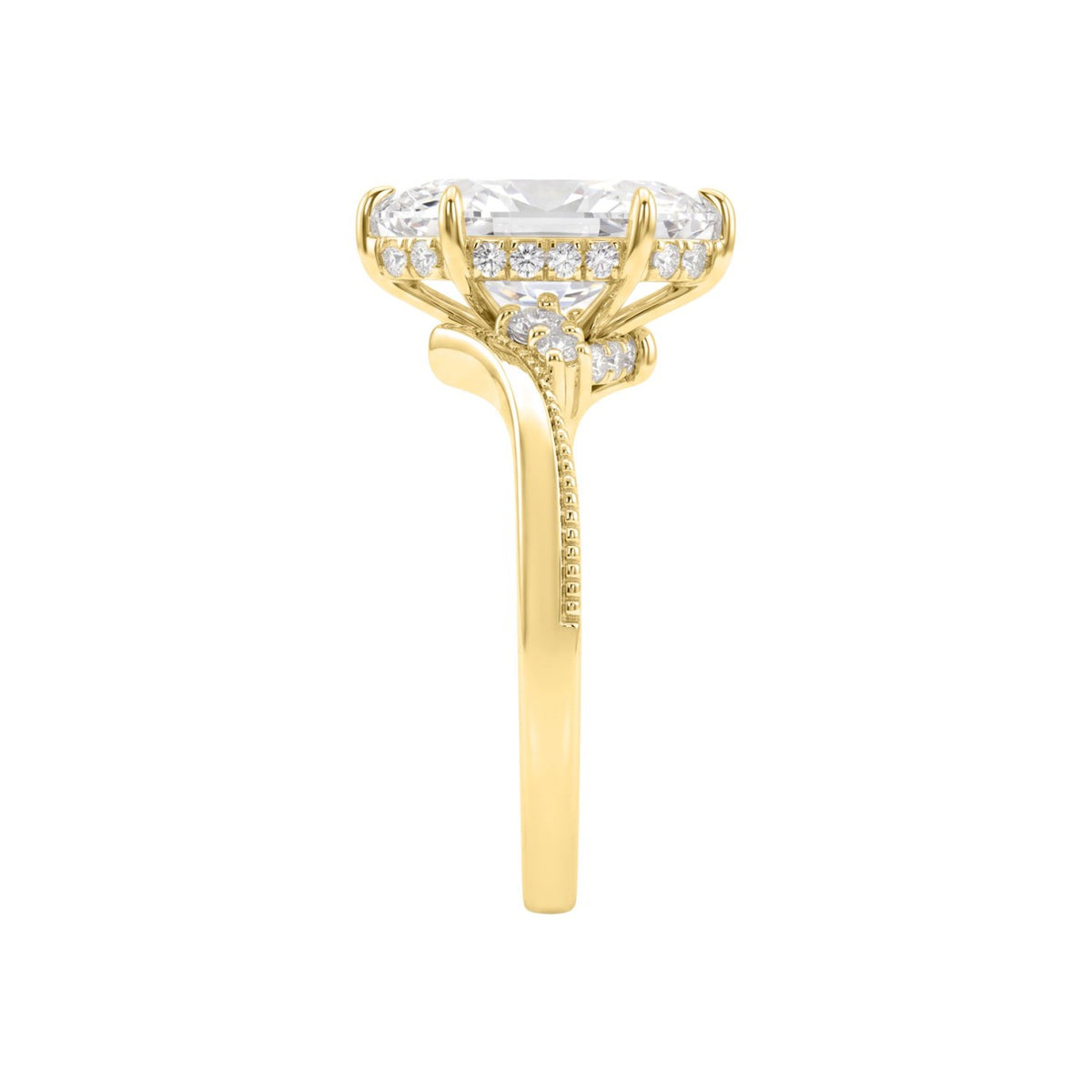 14K YELLOW GOLD 2 1/4CT ROUND/MARQUISE DIAMOND LADIES RING (CENTER STONE MARQUISE DIAMOND 2CT)