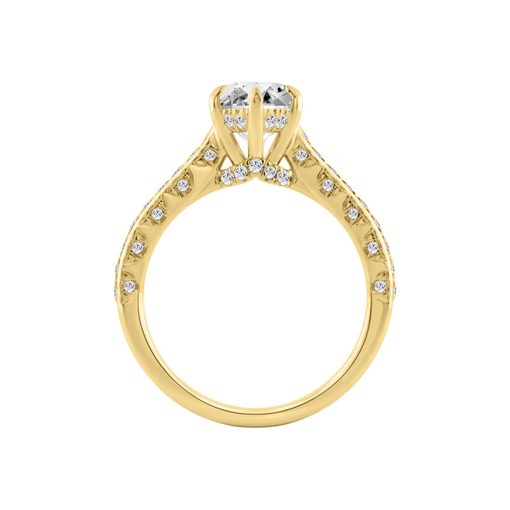 14K YELLOW GOLD 2 1/2CT ROUND/MARQUISE DIAMOND LADIES RING (CENTER STONE MARQUISE DIAMOND 2CT)
