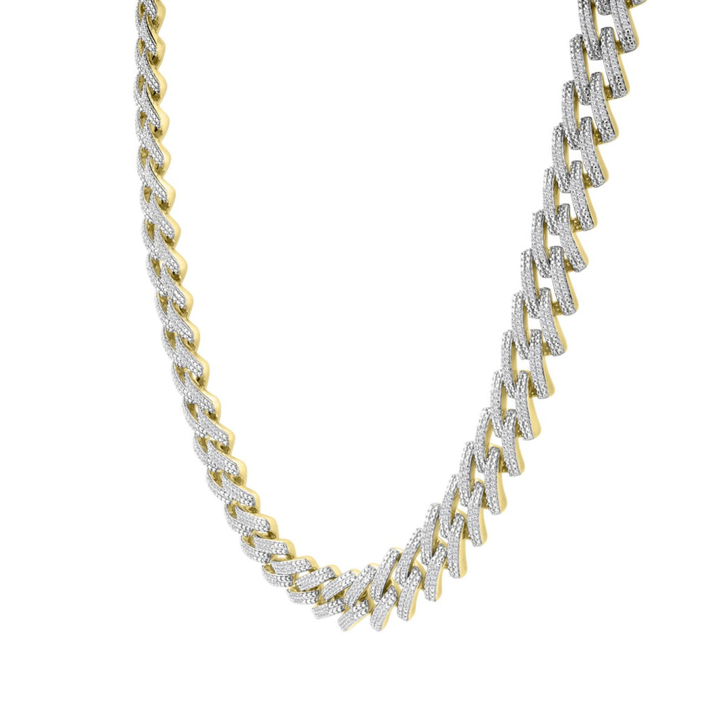 14K YELLOW GOLD 4.00CT ROUND DIAMOND MEN'S NECKLACE
