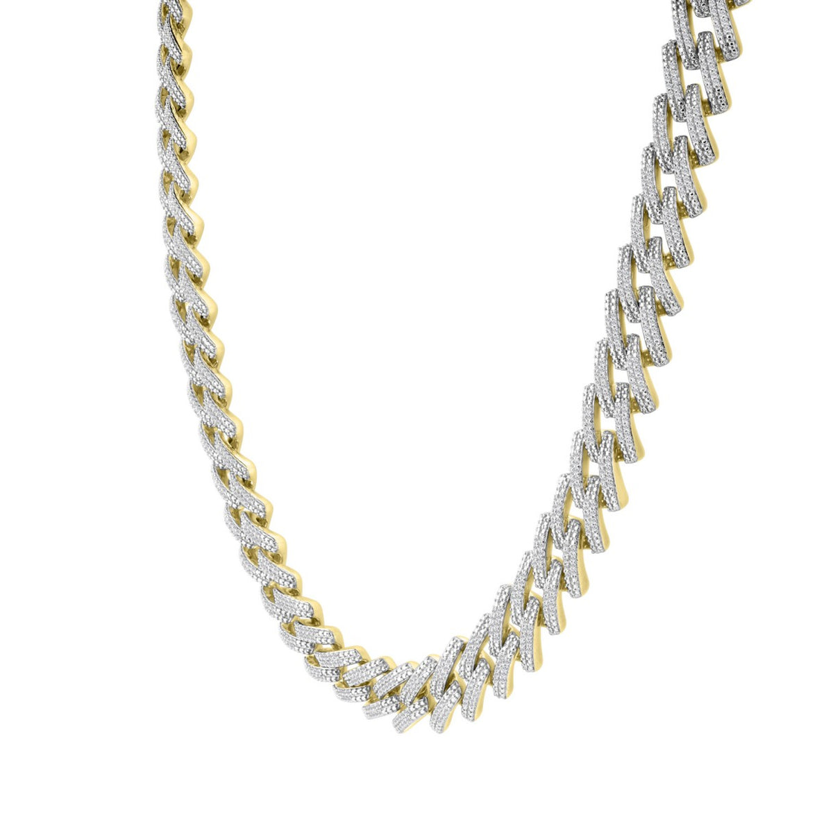 14K YELLOW GOLD 4.00CT ROUND DIAMOND MEN'S NECKLACE