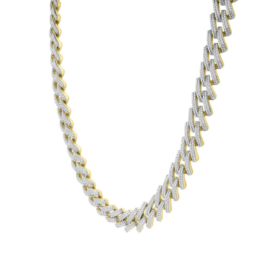 14K YELLOW GOLD 4.00CT ROUND DIAMOND MEN'S NECKLACE