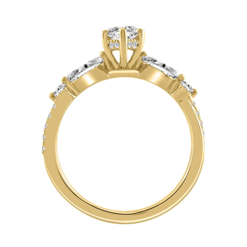 14K YELLOW GOLD 1 1/2CT ROUND/MARQUISE DIAMOND LADIES RING (CENTER STONE MARQUISE DIAMOND 1CT)