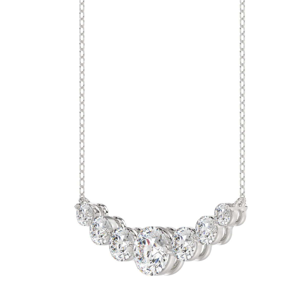 14K WHITE GOLD 1 3/4CT ROUND DIAMOND LADIES NECKLACE