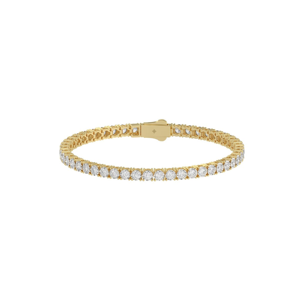 14K YELLOW GOLD 5.00CT ROUND DIAMOND MEN'S TENNIS BRACELET