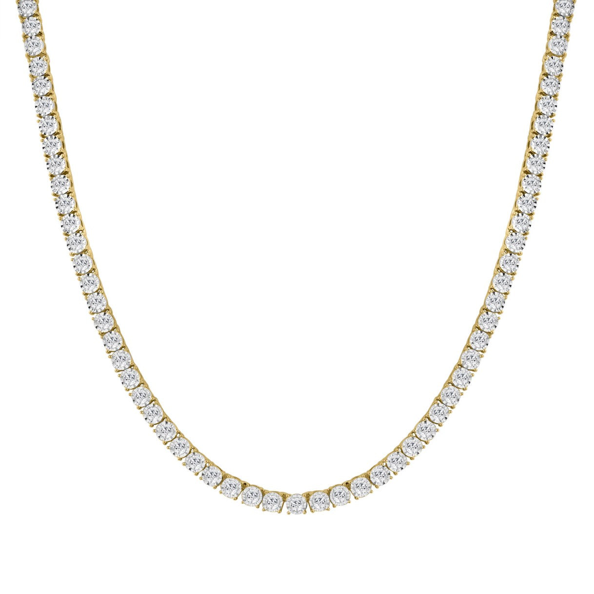 14K YELLOW GOLD 12.00CT ROUND DIAMOND MEN'S NECKLACE