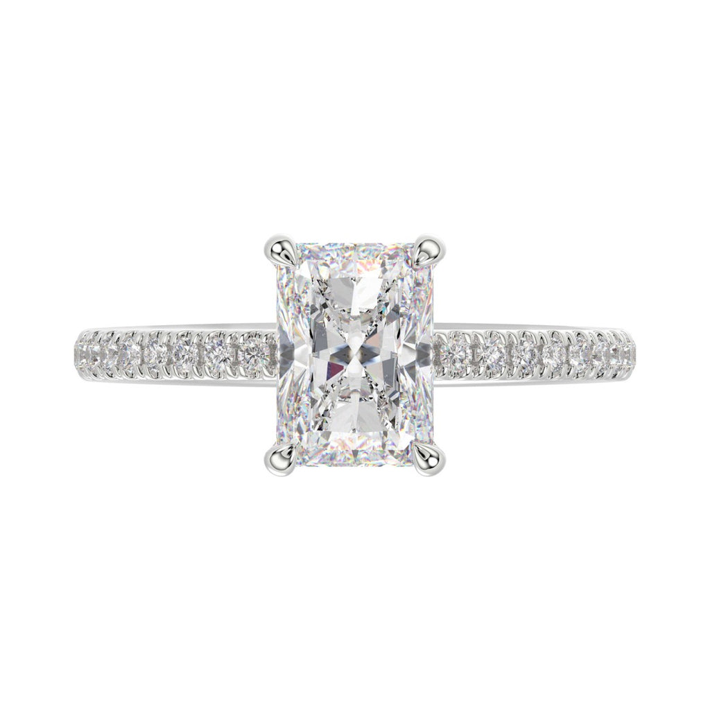14K WHITE GOLD 1 3/4CT ROUND/RADIANT DIAMOND LADIES RING (CENTER STONE RADIANT DIAMOND 1 1/2CT)
