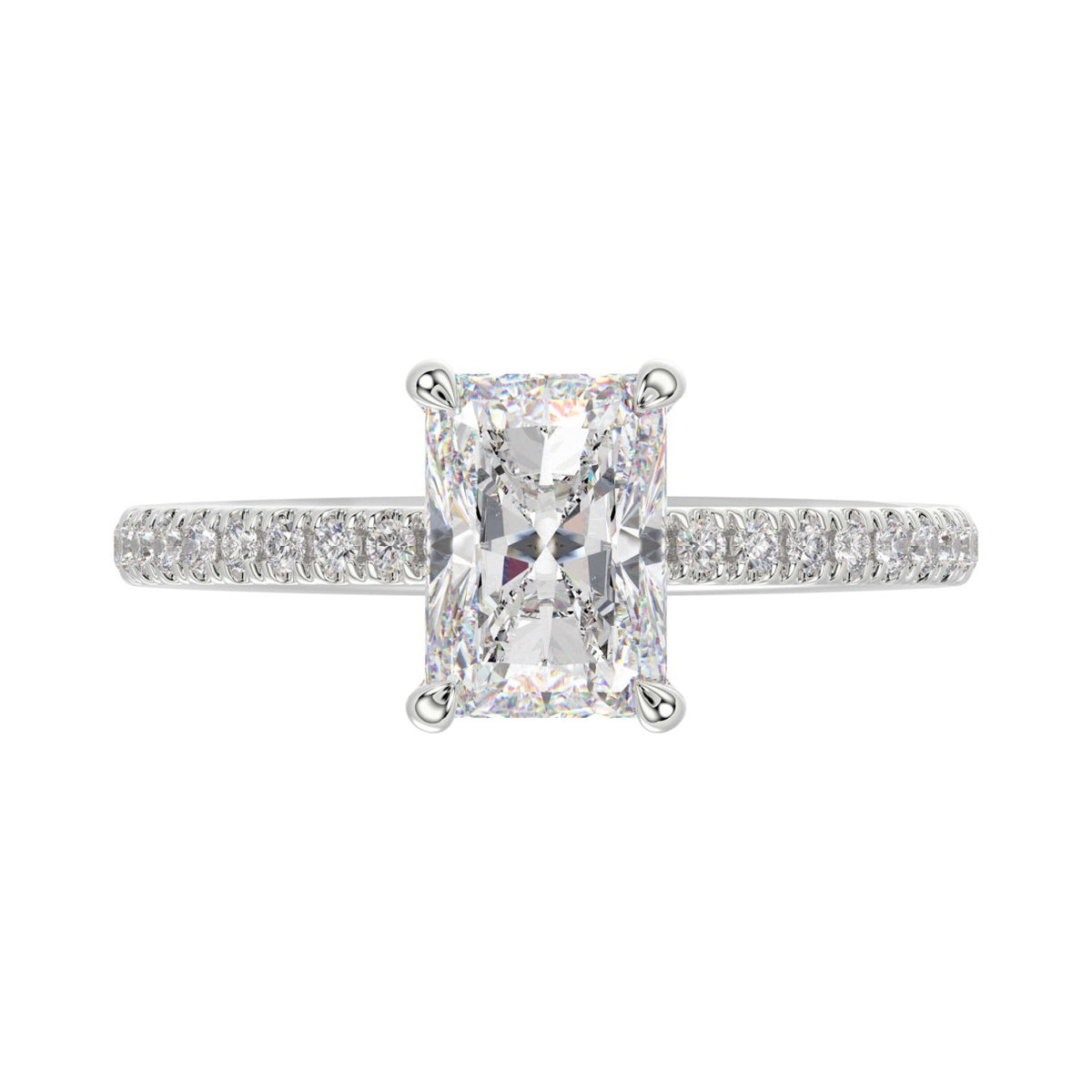 14K WHITE GOLD 1 3/4CT ROUND/RADIANT DIAMOND LADIES RING (CENTER STONE RADIANT DIAMOND 1 1/2CT)