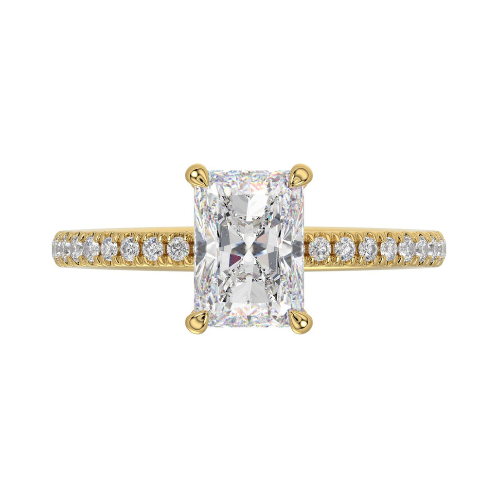 14K YELLOW GOLD 1 3/4CT ROUND/RADIANT DIAMOND LADIES RING (CENTER STONE RADIANT DIAMOND 1 1/2CT)