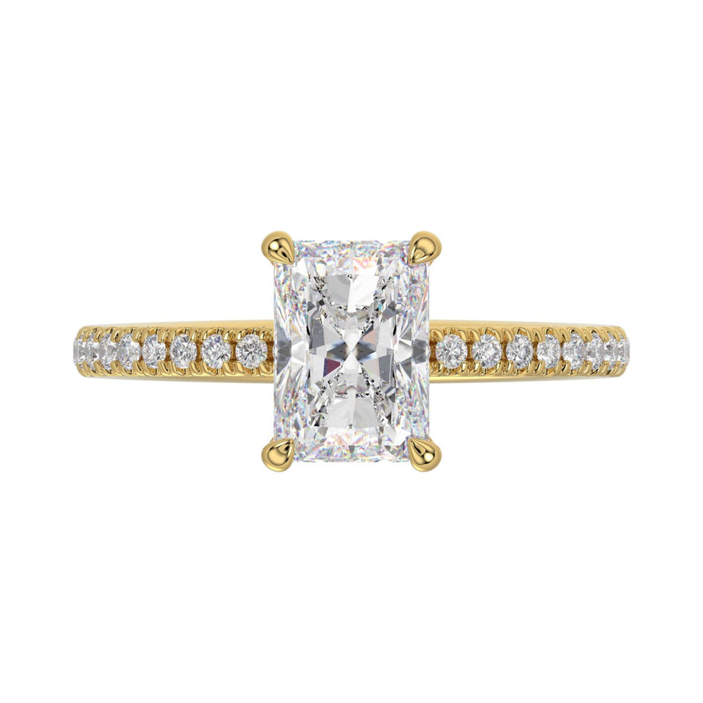 14K YELLOW GOLD 1 3/4CT ROUND/RADIANT DIAMOND LADIES RING (CENTER STONE RADIANT DIAMOND 1 1/2CT)