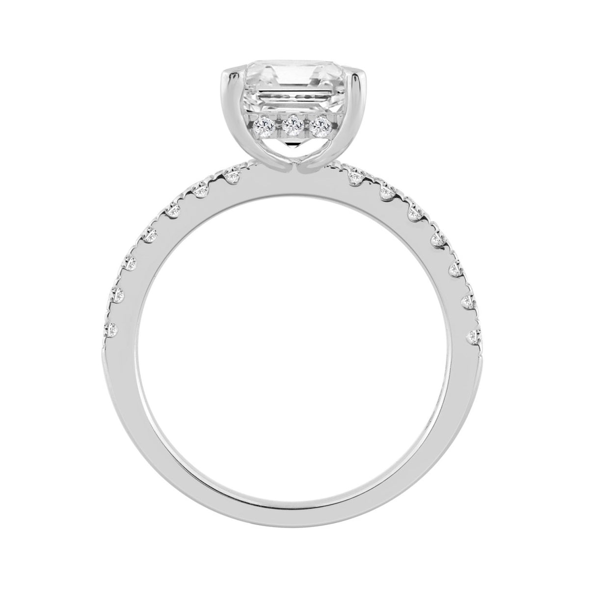 14K WHITE GOLD 3 1/2CT ROUND/RADIANT DIAMOND LADIES RING (CENTER STONE RADIANT DIAMOND 3CT)