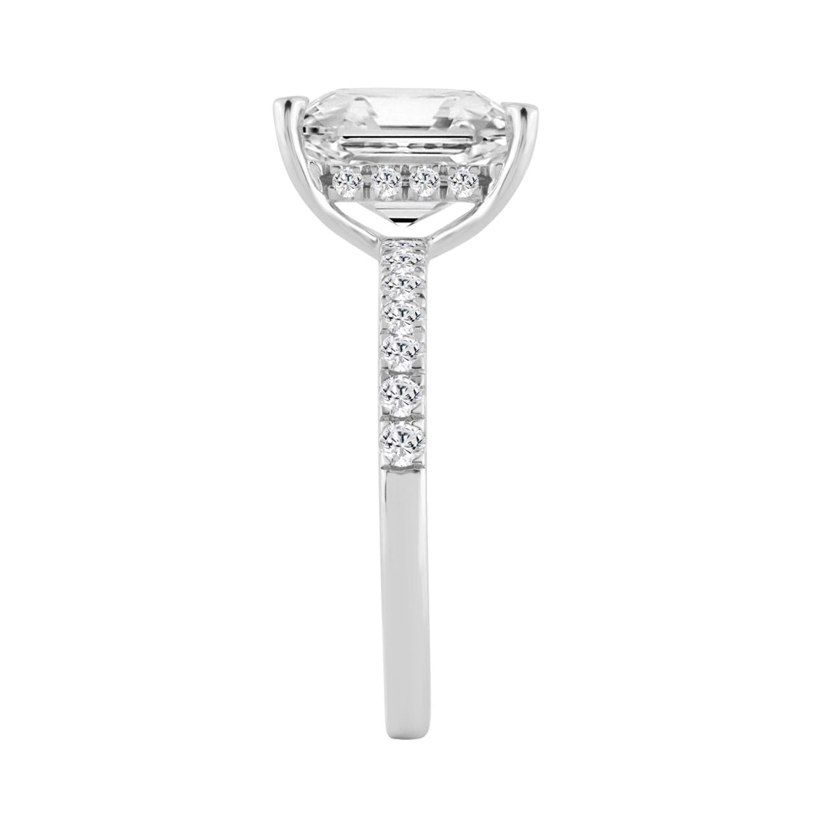 14K WHITE GOLD 3 1/2CT ROUND/RADIANT DIAMOND LADIES RING (CENTER STONE RADIANT DIAMOND 3CT)