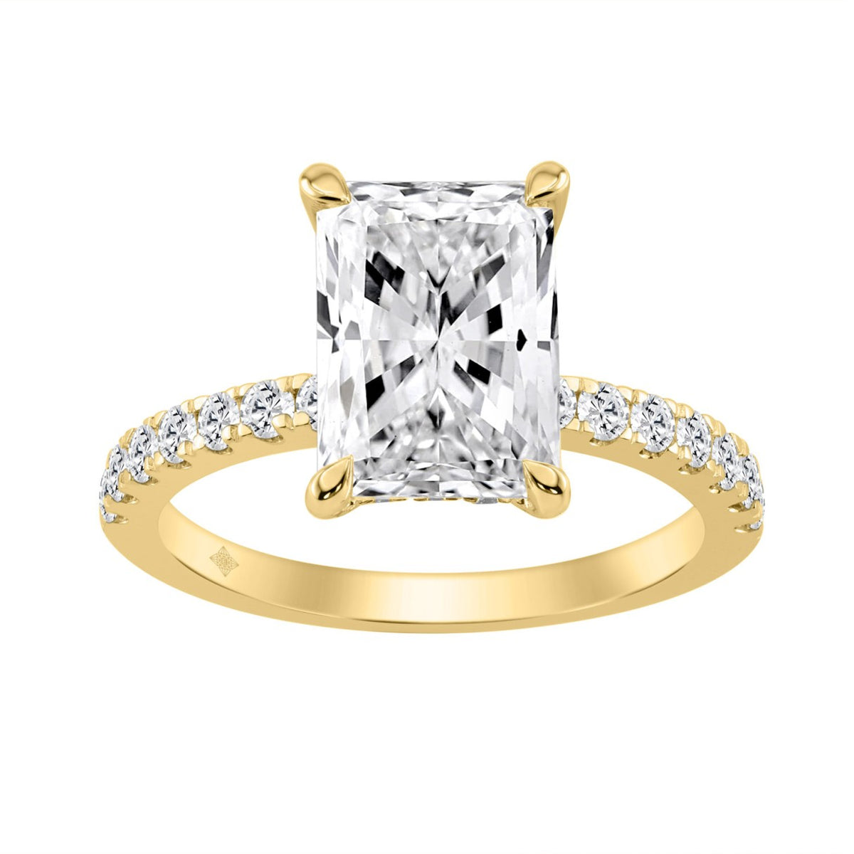 14K YELLOW GOLD 3 1/2CT ROUND/RADIANT DIAMOND LADIES RING (CENTER STONE RADIANT DIAMOND 3CT)