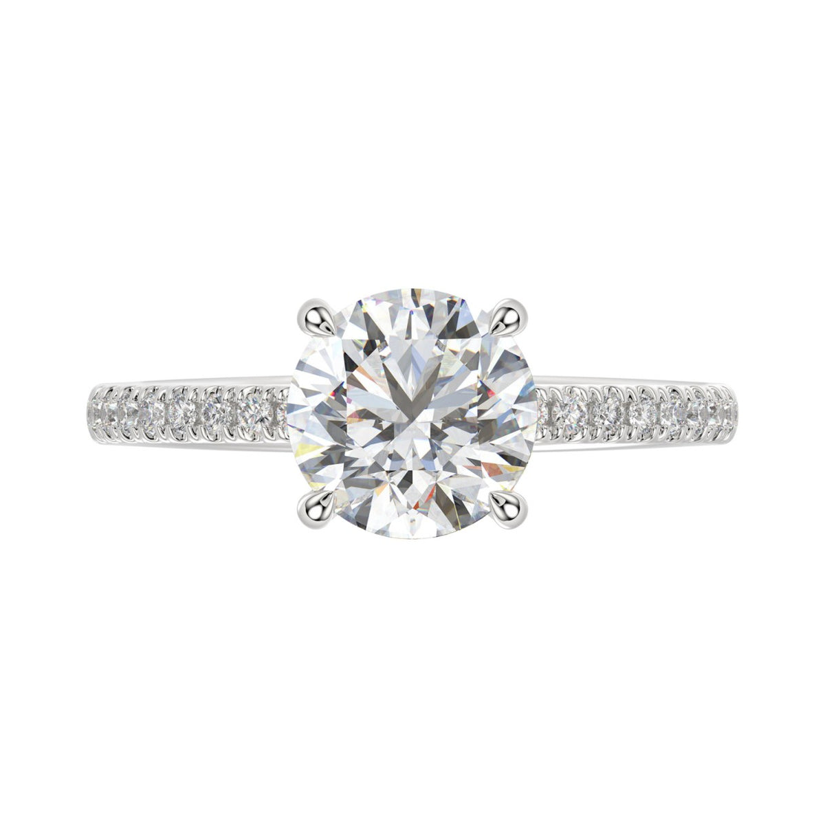 14K WHITE GOLD 1 3/4CT ROUND DIAMOND LADIES RING (CENTER STONE ROUND DIAMOND 1 1/2CT)
