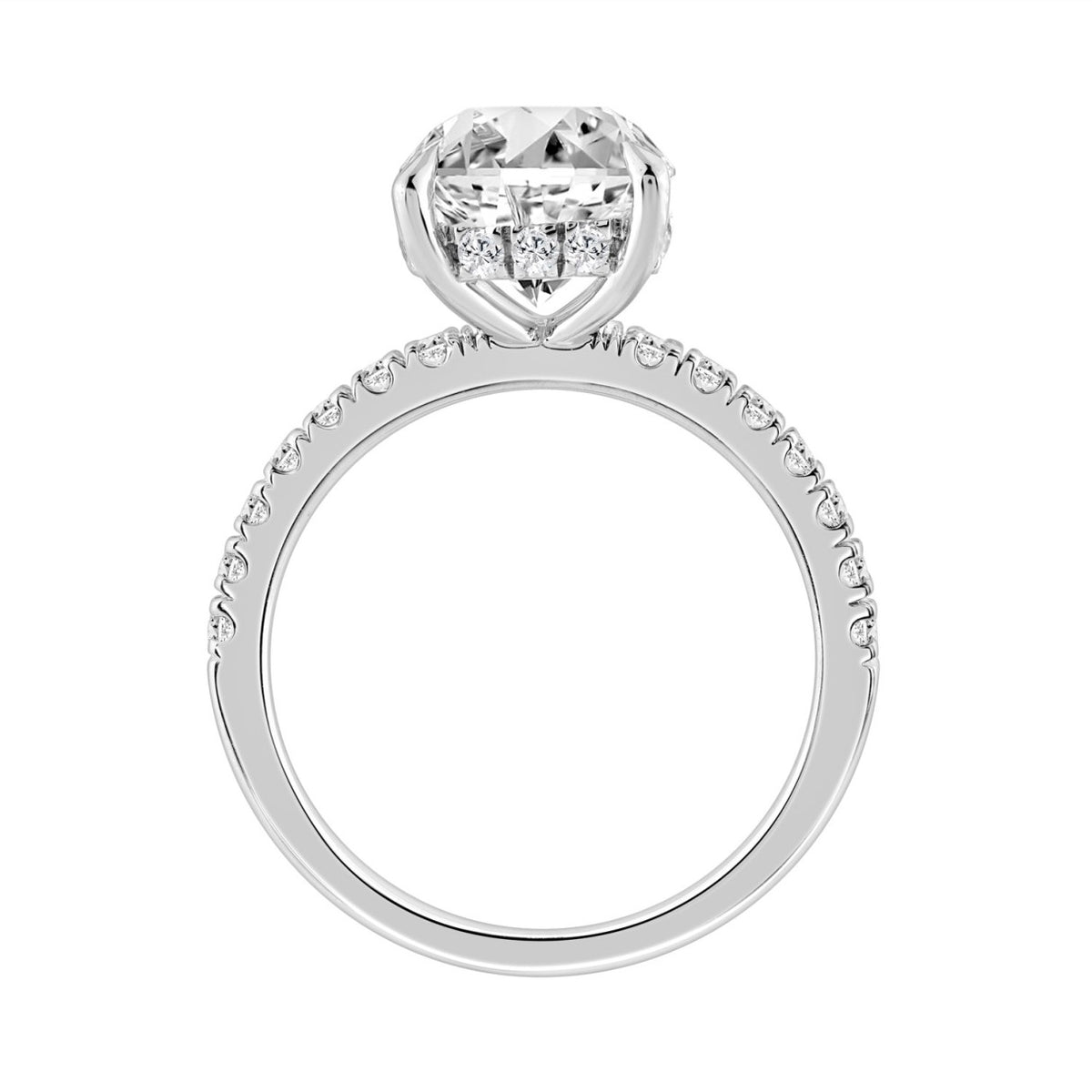 14K WHITE GOLD 3 1/2CT ROUND DIAMOND LADIES RING (CENTER STONE ROUND DIAMOND 3CT)