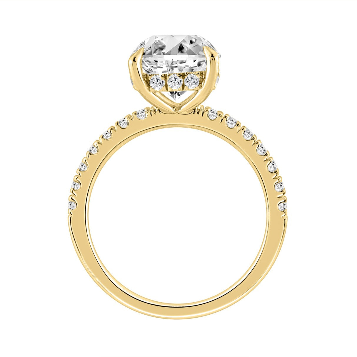 14K YELLOW GOLD 3 1/2CT ROUND DIAMOND LADIES RING (CENTER STONE ROUND DIAMOND 3CT)
