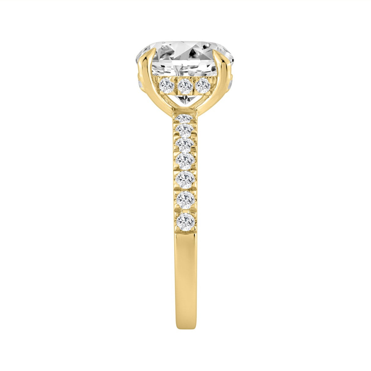 14K YELLOW GOLD 3 1/2CT ROUND DIAMOND LADIES RING (CENTER STONE ROUND DIAMOND 3CT)