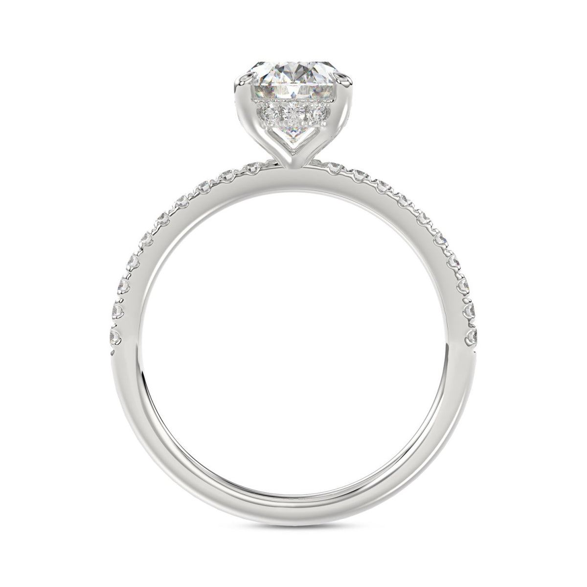 14K WHITE GOLD 1 3/4CT ROUND/OVAL DIAMOND LADIES RING (CENTER STONE OVAL DIAMOND 1 1/2CT)
