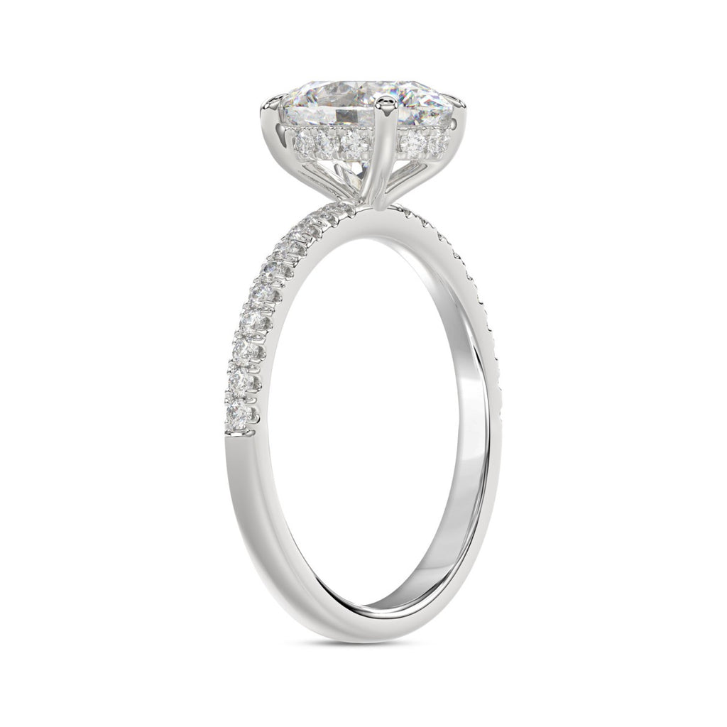 14K WHITE GOLD 1 3/4CT ROUND/OVAL DIAMOND LADIES RING (CENTER STONE OVAL DIAMOND 1 1/2CT)