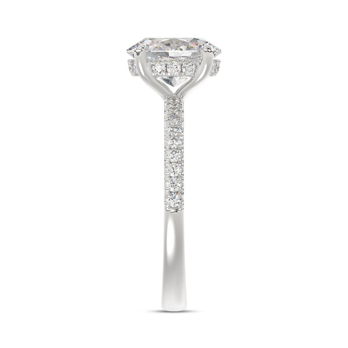 14K WHITE GOLD 1 3/4CT ROUND/OVAL DIAMOND LADIES RING (CENTER STONE OVAL DIAMOND 1 1/2CT)