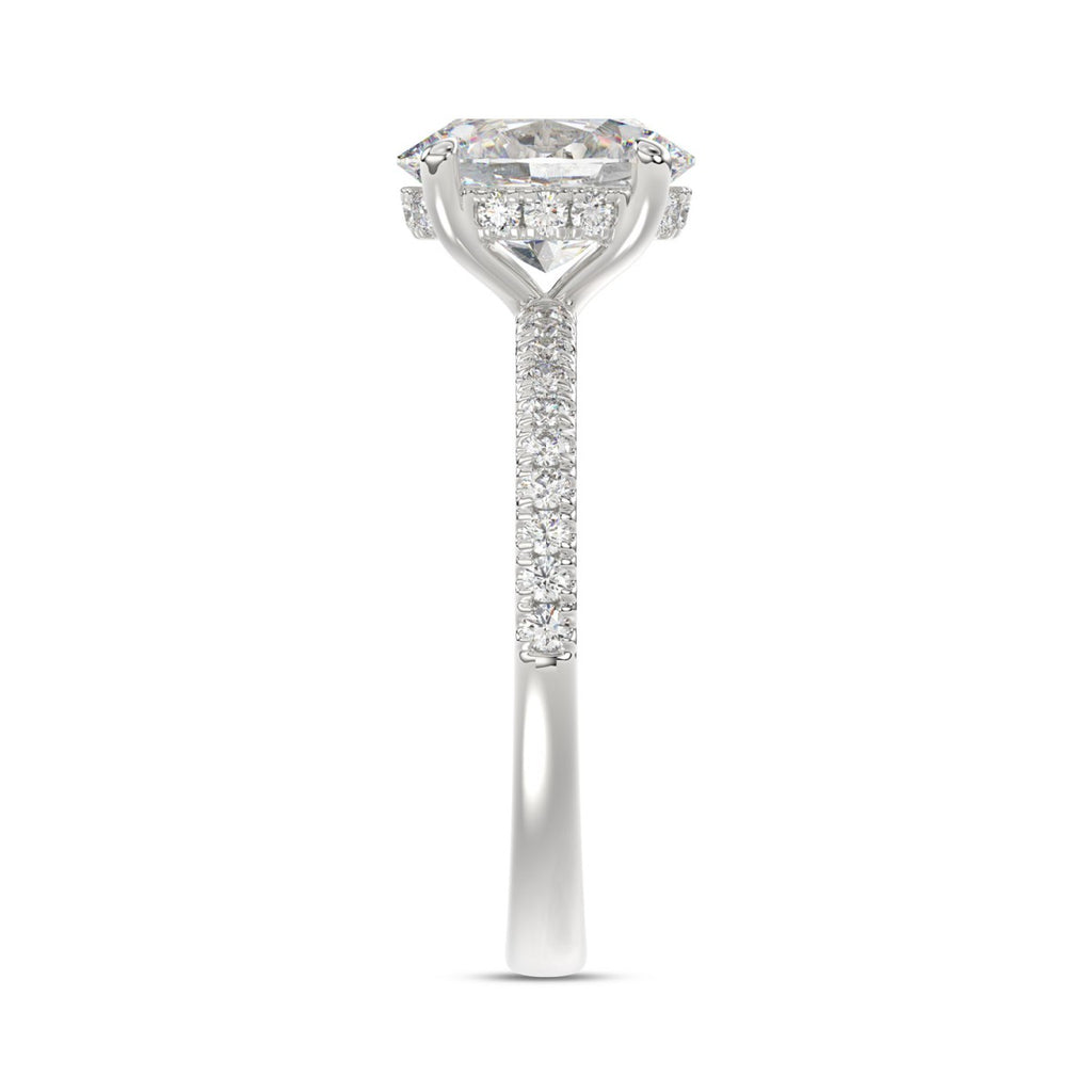 14K WHITE GOLD 1 3/4CT ROUND/OVAL DIAMOND LADIES RING (CENTER STONE OVAL DIAMOND 1 1/2CT)
